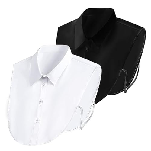 EUPSIIU 2 Pièces Col Chemisier Amovible Demi Chemise pour Femme Filles - Faux Collier Détachable Blouse pour Chemisiers et Chandails
