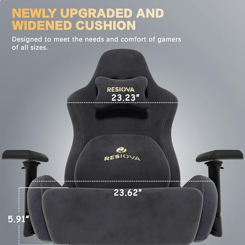 resiova Tank Gaming Chair with Suede Fabric,Big and Tall Ergonomic Office Computer Chair with 3D-Lumbar Support and 4D-Armrests,400LBS Capacity Video Gaming Chair for Adult,BkGray - Image 4