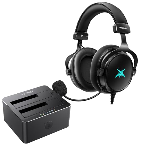 TECKNET Wired Gaming Headset, 3.5mm Stereo Surround Sound Gaming Headphone with Noise Cancelling Mic & LED Light, 3.5mm Jack Over-Ear Headphone, for PC, PS4 PS5, Xbox Series, Switch, Mac, Laptop