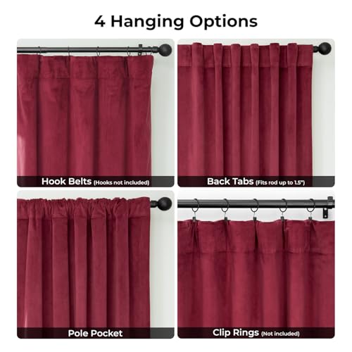 Image of HPD Half Price Drapes Signature Velvet Thermal Blackout Curtains for Living Room 96 Inch Long (1 Panel) Rod Pocket Insulated Blackout Curtains for Bedroom Window Curtains, 50W x 96L, Burgundy
