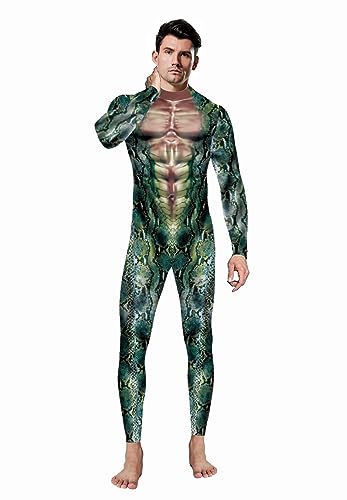 Sipumia Unisex Cosplay Halloween Bodysuit Tierhaut gedruckt Party Skinny Catsuit Kostüm Outfit, Muscle Snake-172, Medium
