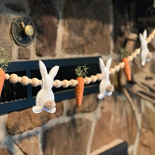 Easter Garland Bunny Carrot Beaded Felt Garland...