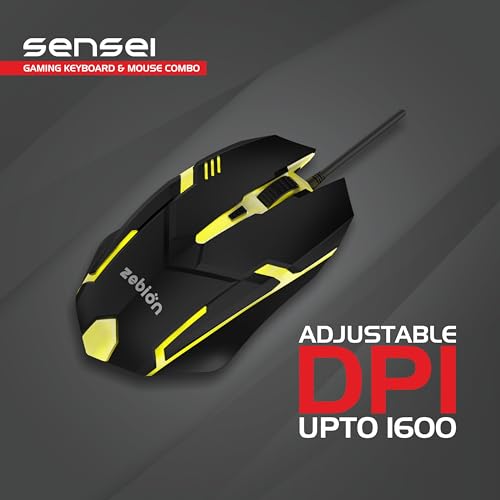 Image of ZEBION Sensei Wired Gaming Keyboard Mouse Combo with RGB Lights, The Backlit Keys are Bright and Sharp, Adjustable DPI with Color Changing RGB Light, Durable Body, 1 Year Warranty