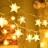 Star String Lights 10Ft 20 LED Fairy Lights Battery Operated Indoor Outdoor Twinkle Christmas Lights for Bedroom Party Wedding Xmas Tree Decoration (Warm White)