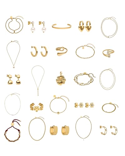 Purelei® Calendario Avvento Gioielli 2025 (Oro) – 25 Pezzi Esclusivi Di Gioielleria Per Ogni Occasione – Calendario Avvento – Confezione Sostenibile E Riutilizzabile – Regalo Per Donne - 10