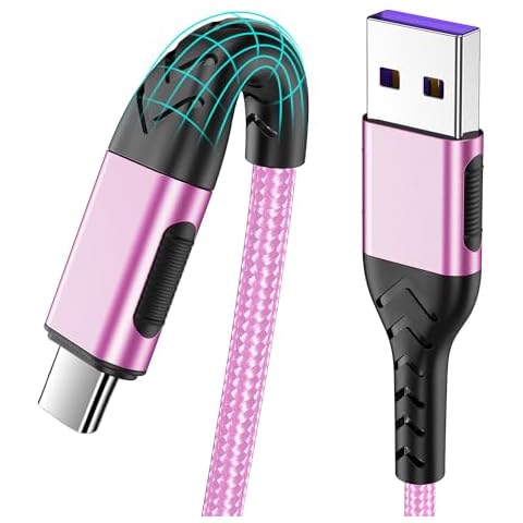 Durcord USB C Charger Cable, 2Pack 6ft USB Charger Fast Charging Type C Cord Cable, 6 Foot Type C Charger Premium Nylon Braided USB Cable Only for A-C Sam sung and Android -Rose Gold Cover