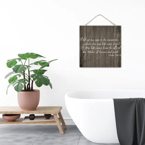 Cuadro de madera decorativo con verso cristiano de los montes para pared de salon 5