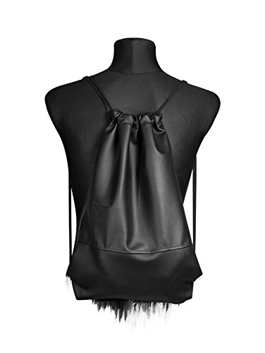 Manufaktur13 Black Out Sports Bag - Kunstleder Rucksack Gym Bag Turnbeutel Sport Beutel Tasche M13