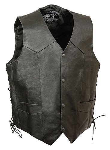 EVENT LEATHER ELM3900 Men's 100% Genuine Motorcycle Leather Vest | Biker Vests with Embossed Eagle | Live To Ride - X-Large