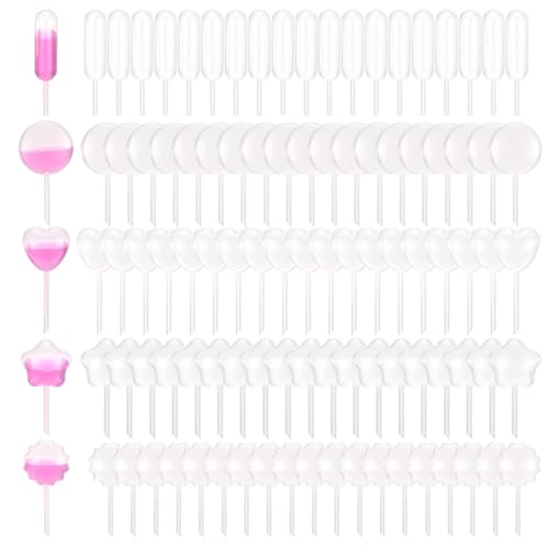 JYNXOR 100 Stück Kunststoff Dessert Pipette, 4 ML Cupcake Pipetten, Tropfer Transfer Pipette Flüssigkeit Tropfer für Schokolade Cupcakes Erdbeeren Mini-Kuchen Küchenbedarf