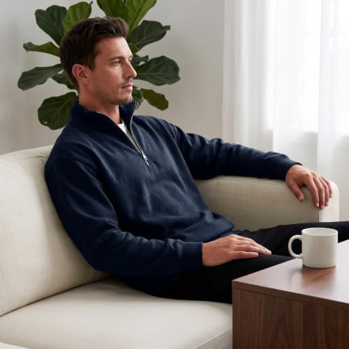 Fleece Sweatshirt Men Comfy Quarter Zip 1/4 Zip Pullover Sweat Shirts - image 3