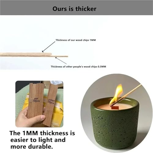 100 mechas de madera con soporte metálico para velas miniatura 3