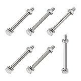 METALLIXITY Sechskant Kopf Schrauben Bolzen Muttern Flach und Schloss Unterlegscheiben Kit (M6x65mm) 6Set 304 Edelstahl Sortiment Kit - für Hausgerät