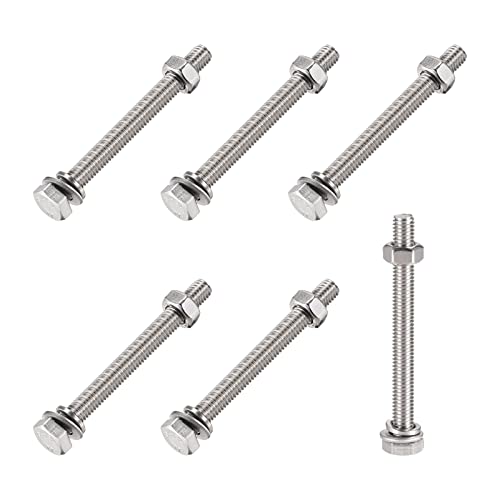 METALLIXITY Sechskant Kopf Schrauben Bolzen Muttern Flach und Schloss Unterlegscheiben Kit (M6x65mm) 6Set 304 Edelstahl Sortiment Kit - für Hausgerät
