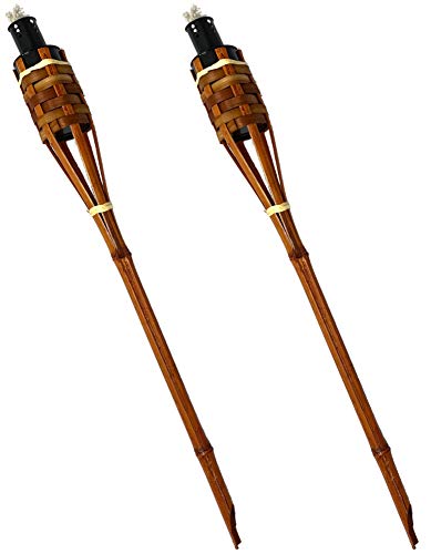 Moritz Lot de 2 torches en bambou - 90 cm - Marron foncé - Torches à huile - Décoration de jardin