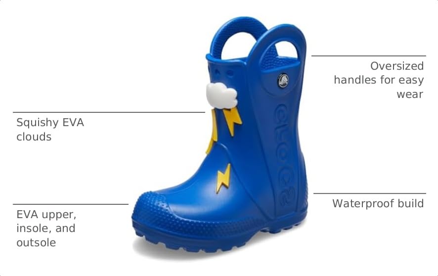 Image of Crocs Kids' Handle It Rain Boots | Waterproof Slip On Shoes | Kids' Rain Boots