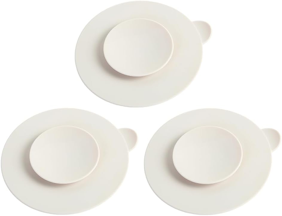 Garneck 3-Pack Baby Silicone Suction Pads Non-Slip Bowl Mats for Toddlers Feeding Place Mats for Mealtime Easy-Clean Table Accessories 4.33X3.85X0.39in
