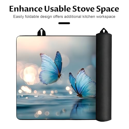 Image of BVBOX Stove Top Cover for Electric Stove, 28 inch x 20 inch Glass Cooktop Protector Mat with Hanging Loops, Anti-Scratch Non-Slip Dish Drying Mat, Washable Countertop Pad