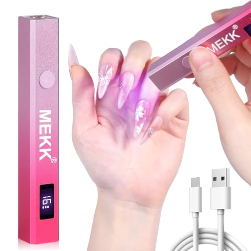 MEKK Metal Handheld UV Light for Gel Nails,Mini UV LED Nail Lamp with LED Screen and USB-Powered...