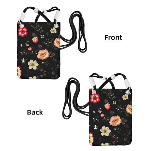 Autumn Beautiful Floral Printing Travel Cell Phone Pouch Crossbody Bag With Shoulder Strap For Phone,Walking Passport,Wallet2
