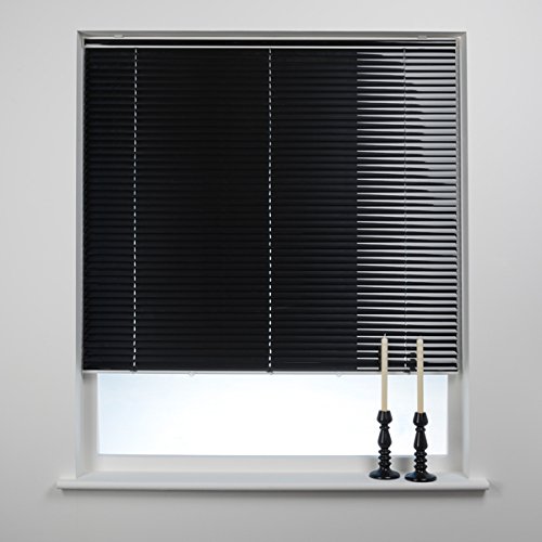 Swish Rise Cordless 25mm Aluminium Venetian Blind, Piano Black, W75 x D120 Cm