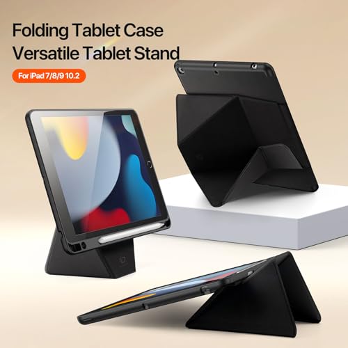 Image of ProElite Versatile Tablet Stand case for Apple iPad 10.2 inch 2021 9th /8th /7th Gen, Smart flip Case with Stable Stands with Pencil Holder for iPad 10.2 inch 2021, Black