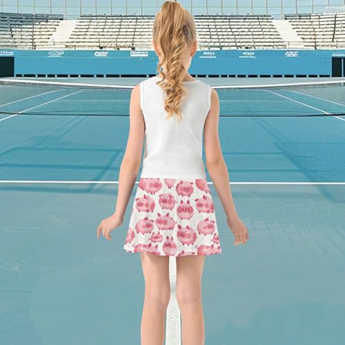 visesunny Girl's Golf Skirt Athletic Pink Blush Piggy Tennis Skort Sport Activewear with Double Layer Pockets3