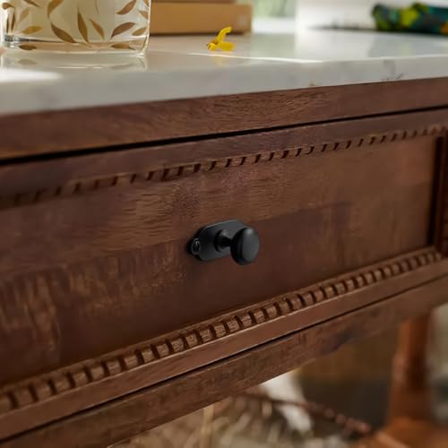 Image of Goo-Ki Black Zinc Alloy Cabinet Knob with Backplate - Single Hole Center Cabinet Pull Hardware for Bedroom, Kitchen, 6 Pack(8611-G013)