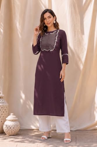 Image of MIRCHI FASHION Women's Straight Fit Rayon Sequins Embroidered and Polka Dots Printed Kurti Only