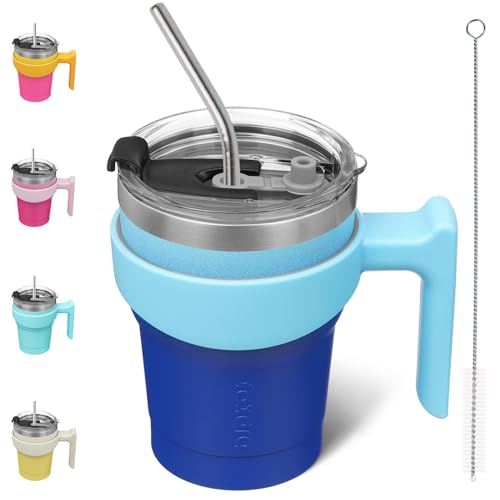 Image of BJPKPK 10 oz Mini Tumbler with Lid, Straw & Handle, Insulated Steel Cup