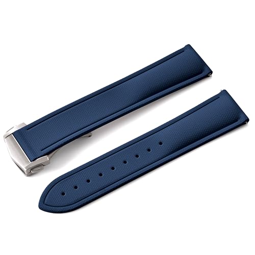 Image of WAMD Vector FKM Rubber Watch Strap 20mm 22mm - No Loop Deployment Clasp - Premium Fluoroelastomer Replacement Band.