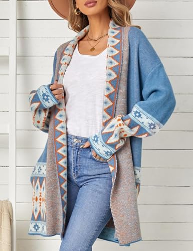Womens Boho Cardigan Open Front Long Sweater Coat Shawl Collar Chunky Knit with Pockets3