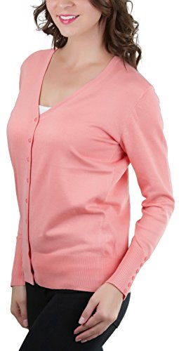 Image of ToBeInStyle Women's Long Sleeve Button Down V-Neck Cardigan