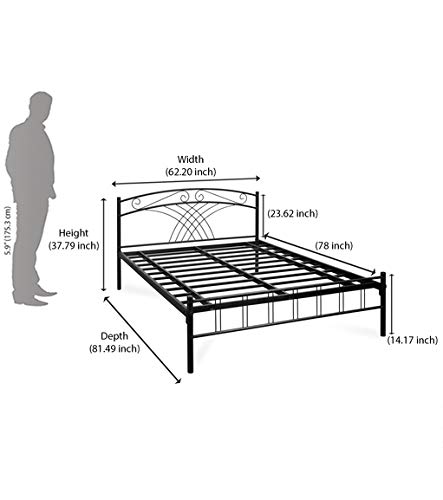 Image of Nilkamal @Home by Nimbo Metal Queen Size Bed Without Storage (Matte Finish, Black) | 1 Year Warranty