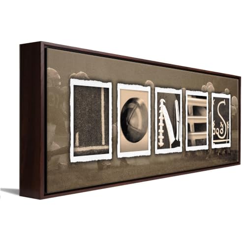 VINTAGE FOOTBALL Custom Name Art | Premium Poster or Framed Canvas | 18”x6