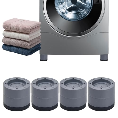 4 Piezas Patas Soporte Antivibracion Lavadora, Almohadillas Antideslizantes para Pies de Lavadora, Amortiguador de Vibraciones para Lavadoras y Secadoras Gris (6cm)