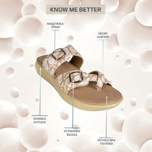Image of KazarMax Women Magnolia Lightweight Double Strap | Cushioned | Bounce Back | Comfortable Flat Sandals