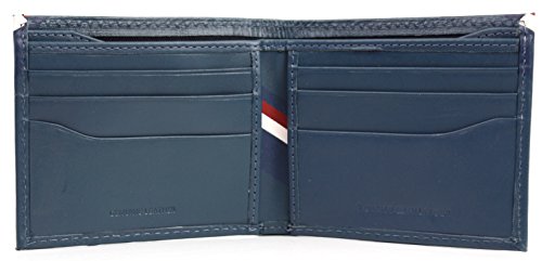 New Tommy Hilfiger Men's Leather Double Billfold Passcase Wallet & Valet (Blue/Grey)3