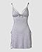 CHICME Women's Lace Trim Side Slit Modal Cami Sleep Dress Loungewear Cute Night Gowns for Women Gray-L