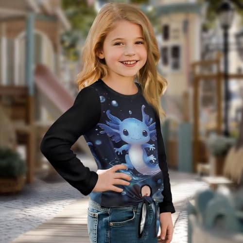 Belidome Girls Fall Long Sleeve Shirt Front Knot Tops 5-12 Years Old, Kids Cute Crewneck Tshirt 2025 Outdoor Outfits3