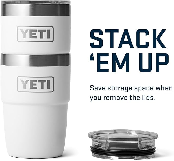YETI Rambler Cup, Vacuum Insulated Stainless Steel Stackable Cup with Magslider Lid, White, 8 oz (236 ml)