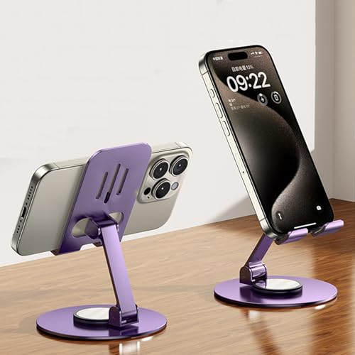Image of DEARART Purple Cell Phone Stand, 360 Adjustable Phone Stand for Desk, Foldable Phone Holder Fully Carried Easily, Disc Base