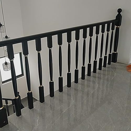 Barandilla de escalera de madera pasamanos negro de 2 pulgadas con columna husillo 2