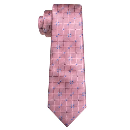Image of YOHOWA Men Plaid /Striped Ties Set Silk Business Wedding Formal Fashion Necktie and Pocket Square Cufflinks Set