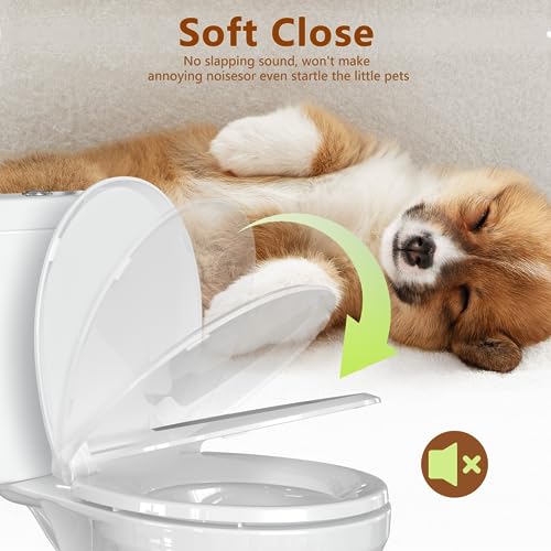 Image of Aunsffer Toilet Seat Plastic White, Round Toilet Lid 16.5 inch, Round Shape Soft Close, Ergonomic Design, Comfort and Safe, Never Loosen
