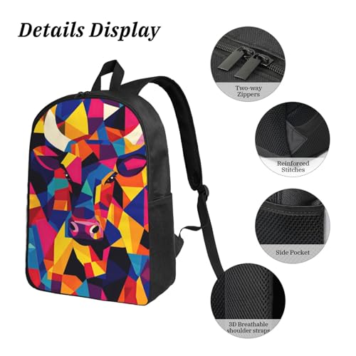 Highland Cow Backpacks 3 Pcs Multifunction High capacity Travel Backpack with Fun Graphic Cartoon Print for Hiking Commuting4