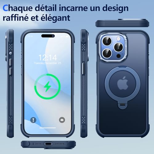 Coque iPhone 15 Pro Max MagSafe fine et anti-glisse avec support - 6