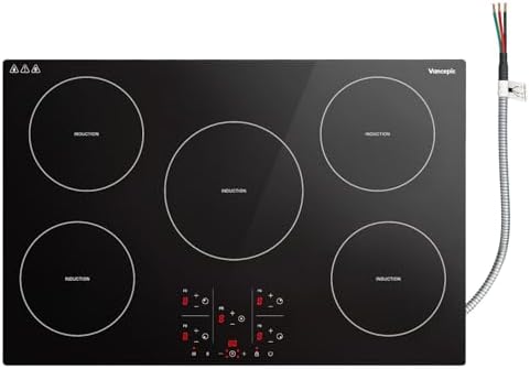 30 Inch Built-in Electric Induction Cooktop 9200W 240V 5 Burners, Electric Stove with Touch Control, 9 Power Levels, Child Lock, Ceramic Glass Cooktop for Kitchen LI5-35