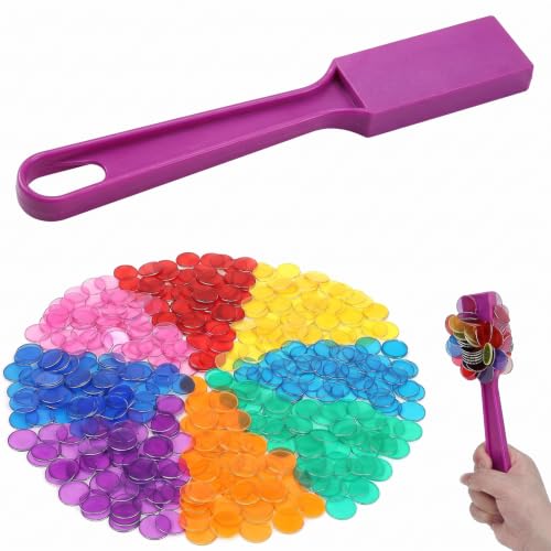 DYIOTF Bingo Magnético con 100 Fichas de Colores y Varita Magnética Púrpura, Juego de Mesa para Niños y Adultos, Fichas de 19mm para Lotería, Educación STEM y Juegos Familiares