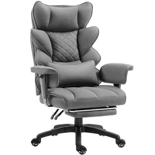 Image of Dowinx Big and Tall Office Chair with Pocket Spring Cushion and Lumbar Support,High Back Computer Gaming Chair with Adiustable Ammrests,Executive Desk Chair with Footrest(Fabric-Grey)